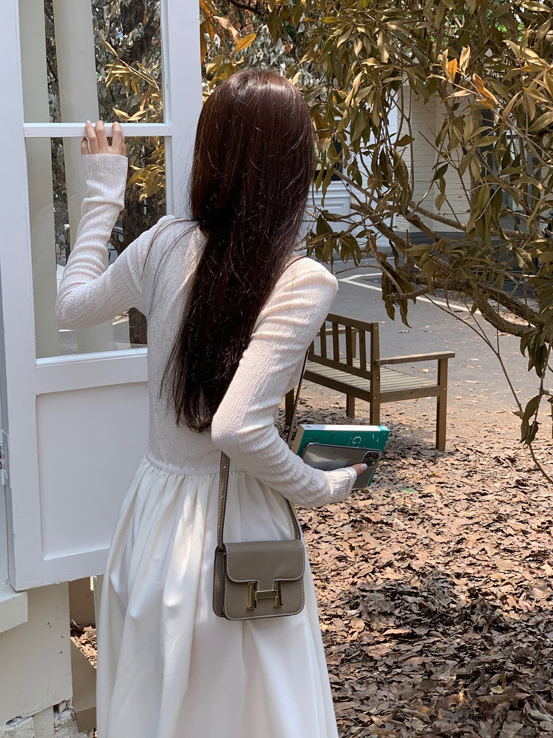 【dress】ラウンドネック長袖ワンピースG23999