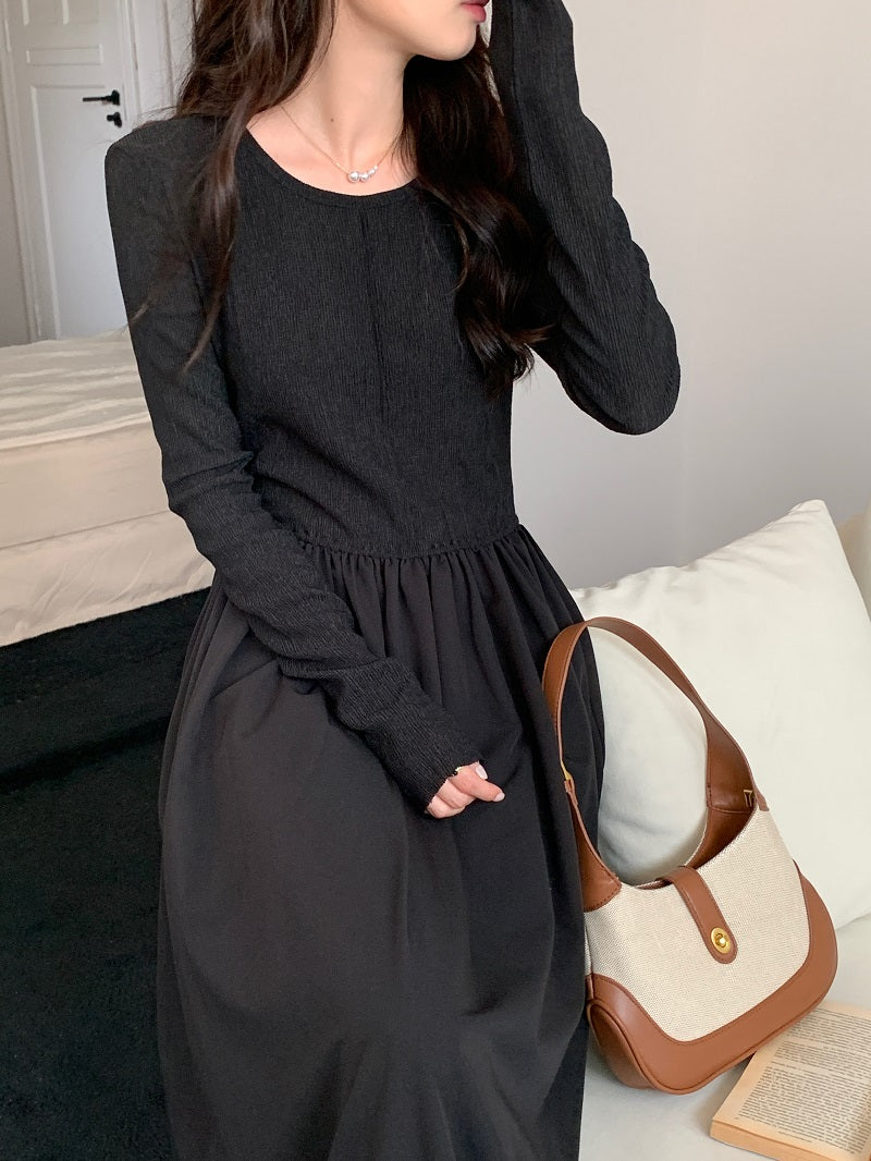 【dress】ラウンドネック長袖ワンピースG23999