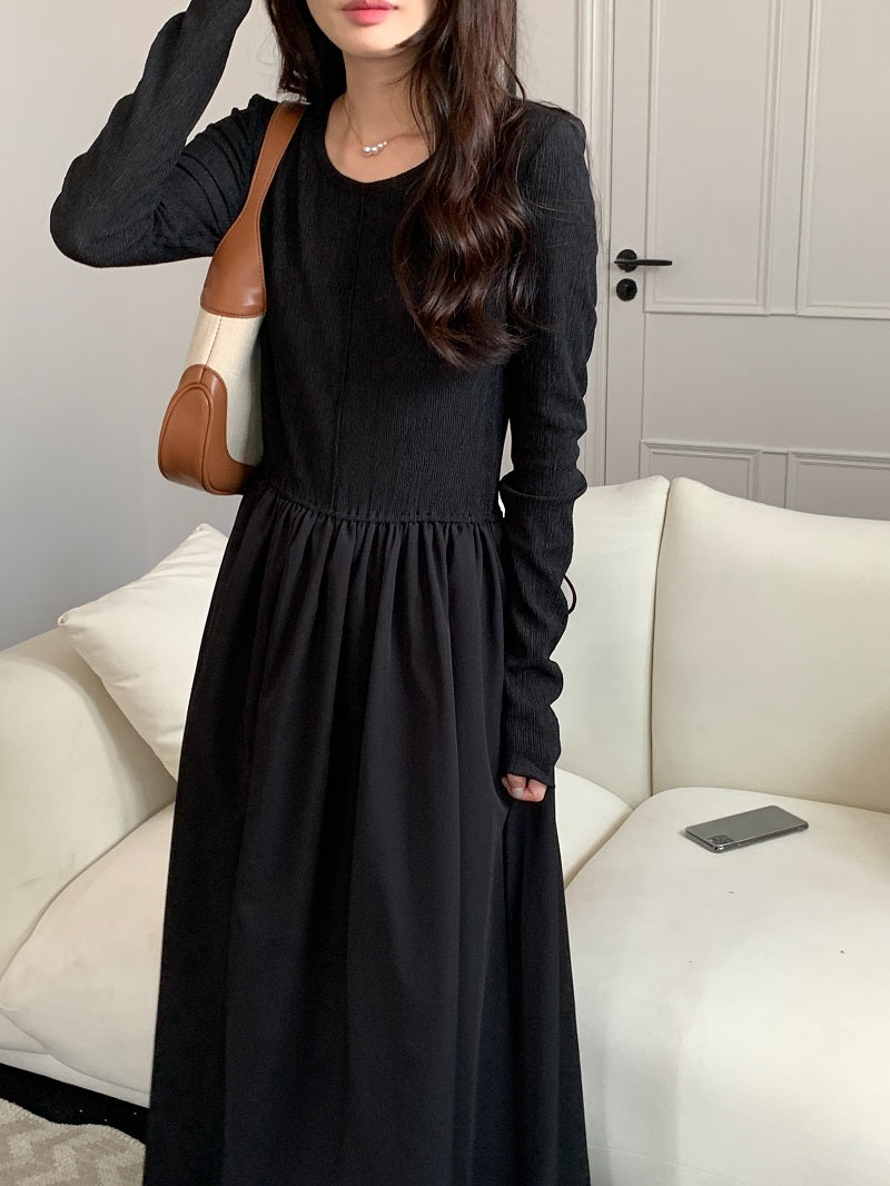 【dress】ラウンドネック長袖ワンピースG23999