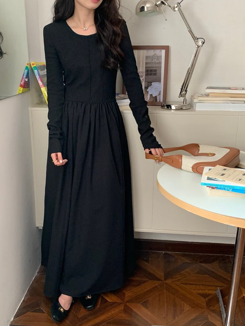 【dress】ラウンドネック長袖ワンピースG23999