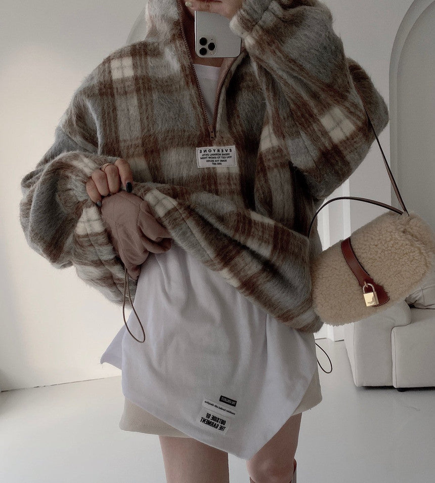 【tops】長袖秋冬ラシャ生地パーカーG24002