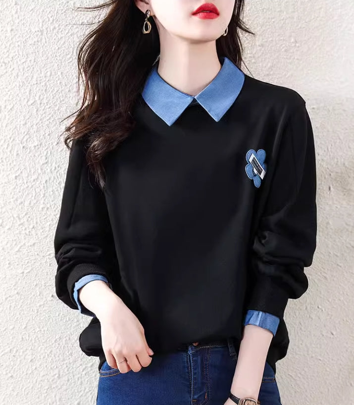 【tops】偽二つ切り替えパーカーG24003