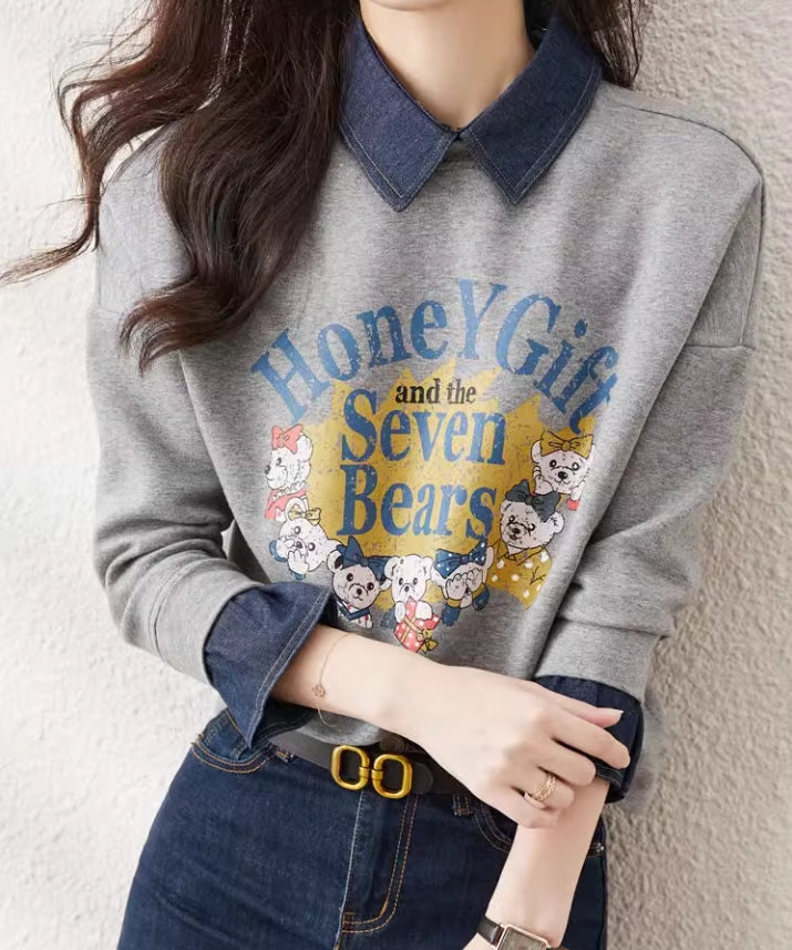 【tops】偽二つ切り替えPOLOネックパーカーG24004