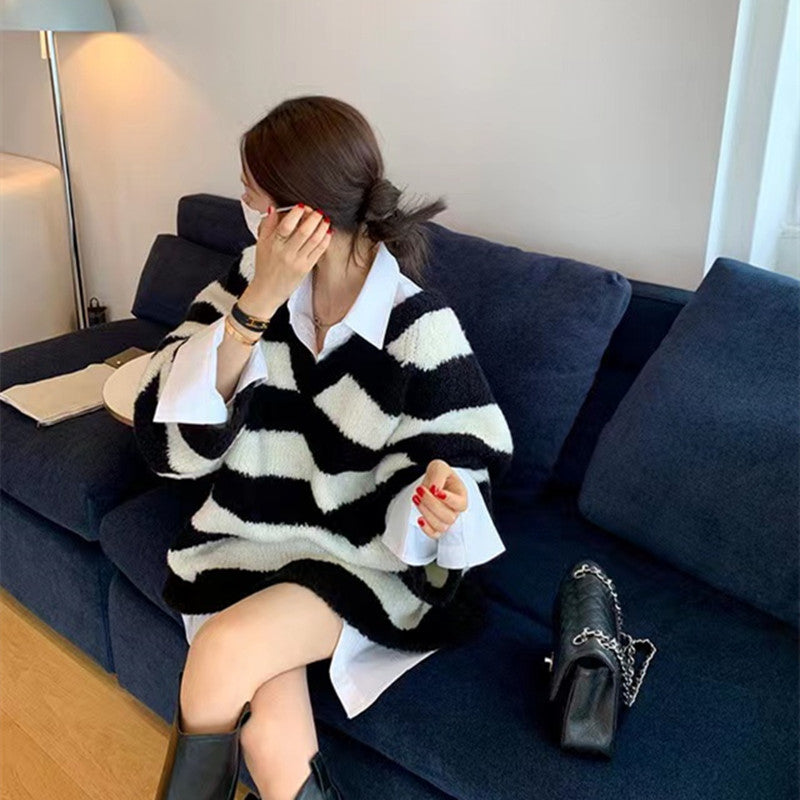 【tops】Vネック長袖ニットセーターG24010