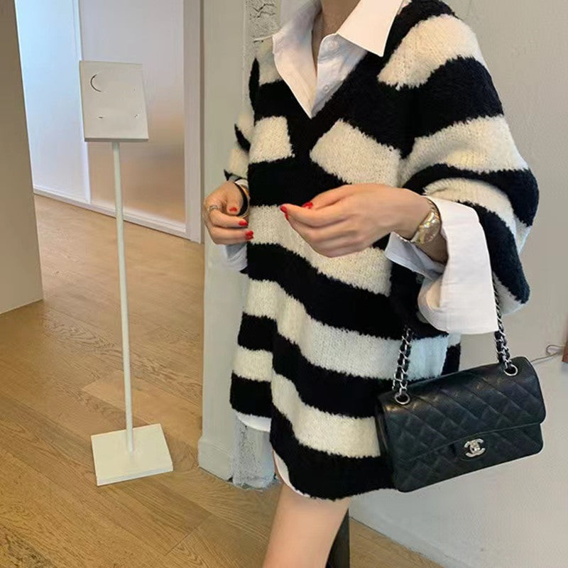 【tops】Vネック長袖ニットセーターG24010