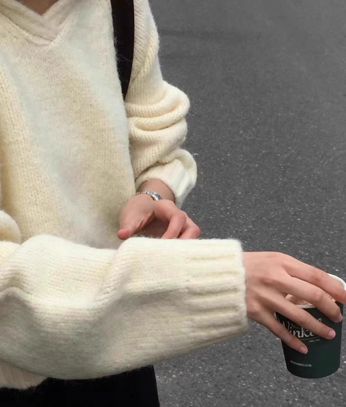 【tops】フード付きニットセーターG24012