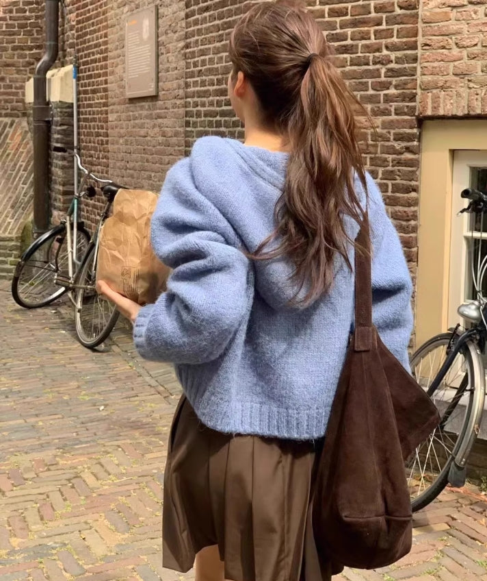 【tops】フード付きニットセーターG24012