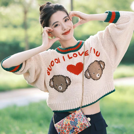 【tops】ラウンドネックニットセーターG24013