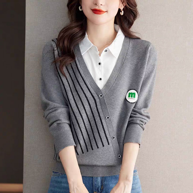 【tops】偽二つ切り替えニットG24014