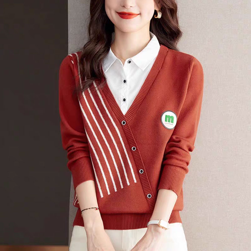 【tops】偽二つ切り替えニットG24014