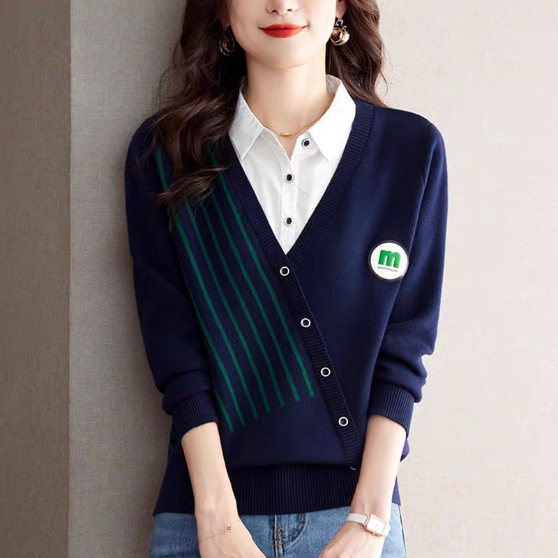 【tops】偽二つ切り替えニットG24014