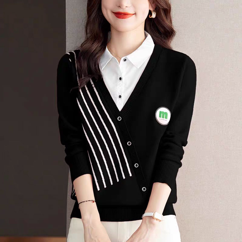 【tops】偽二つ切り替えニットG24014