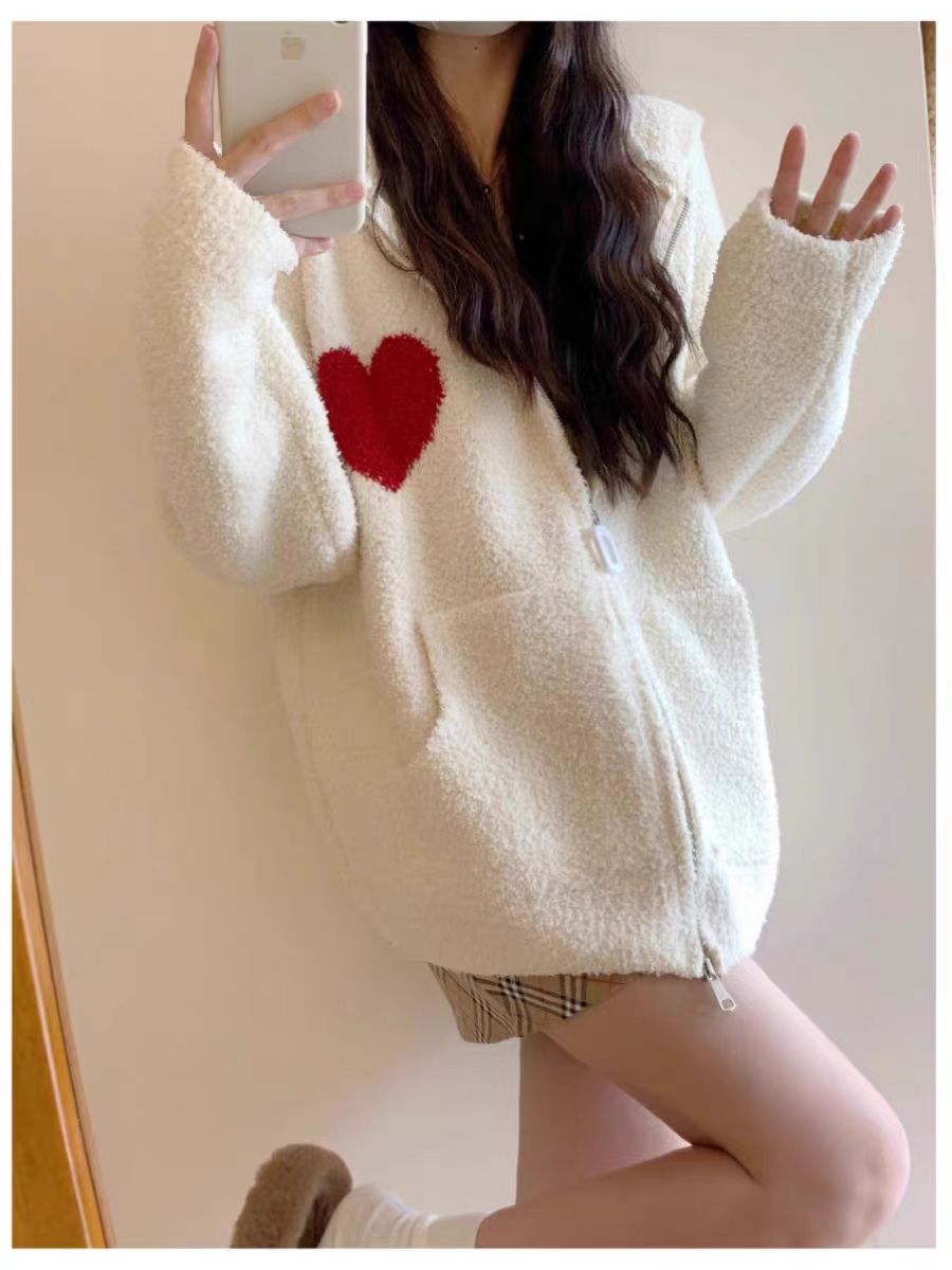 【outer】ゆったりフード付きニットコートG24020