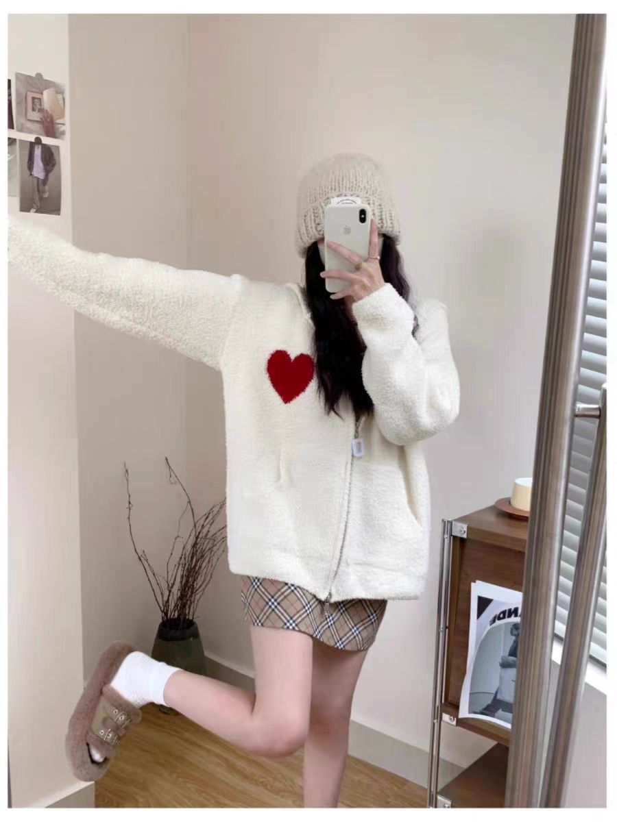 【outer】ゆったりフード付きニットコートG24020