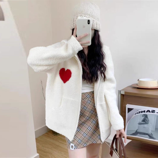 【outer】ゆったりフード付きニットコートG24020