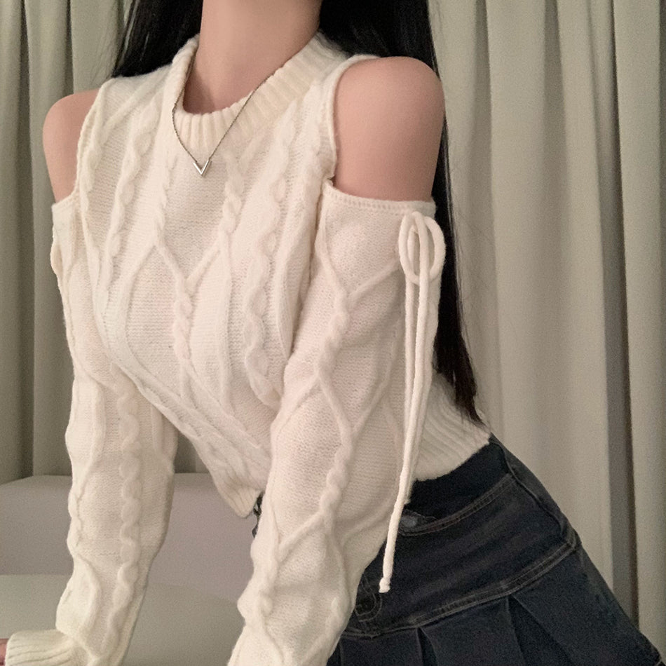 【tops】オープンショルダーニットセーターG24023