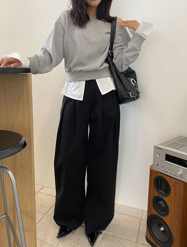 【tops】偽二つ切り替え長袖パーカーG24026