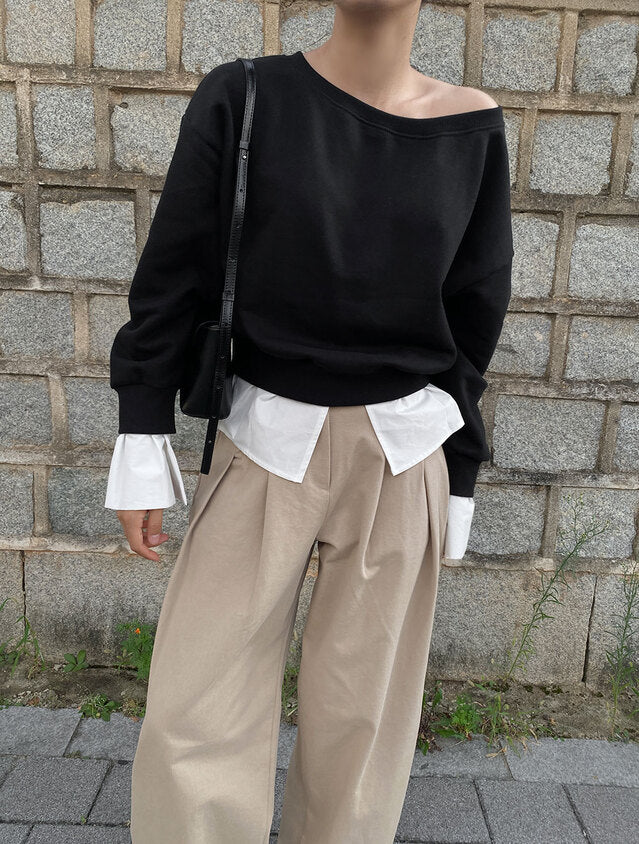 【tops】偽二つ切り替え長袖パーカーG24026