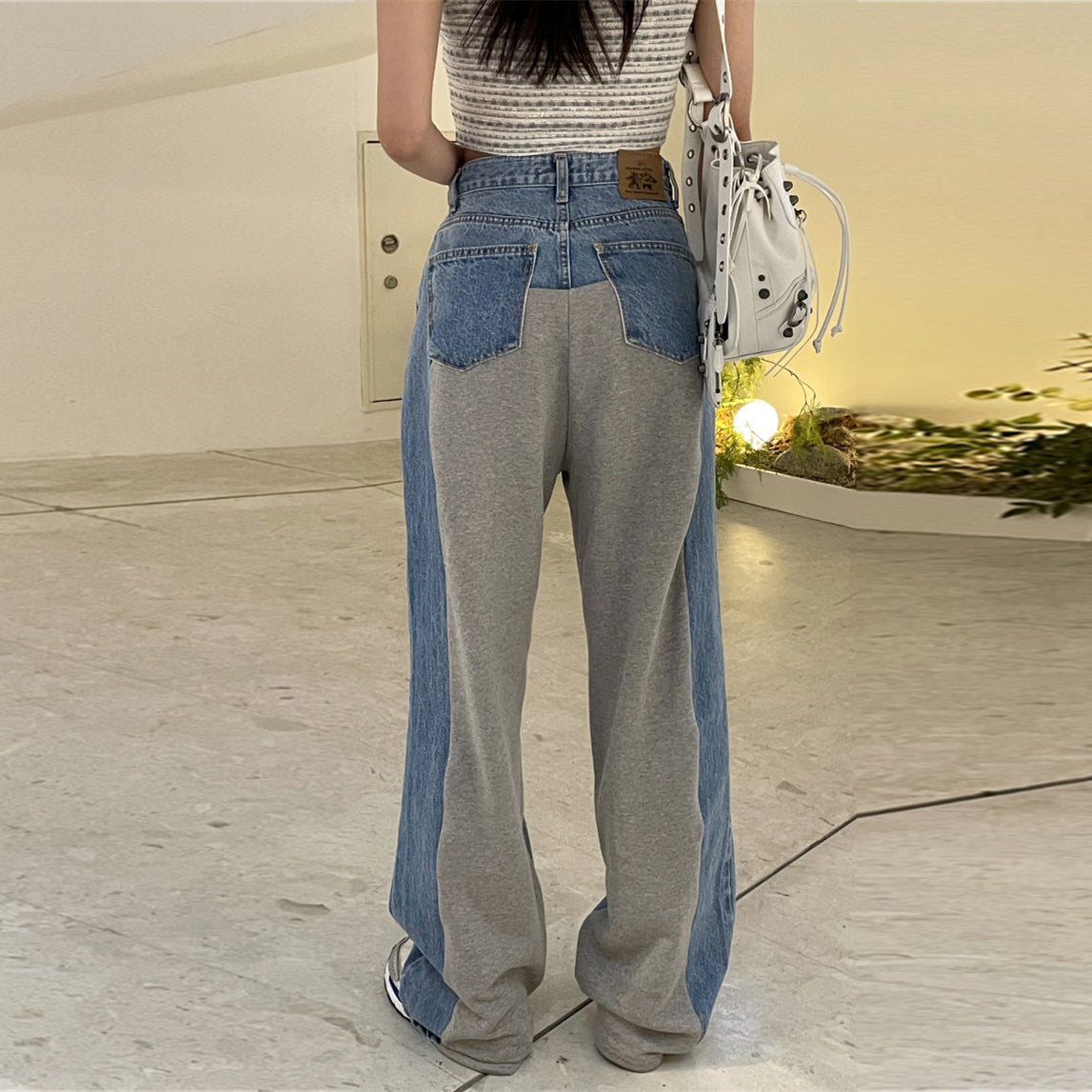 【bottoms】切り替えデニムガウチョパンツG24028