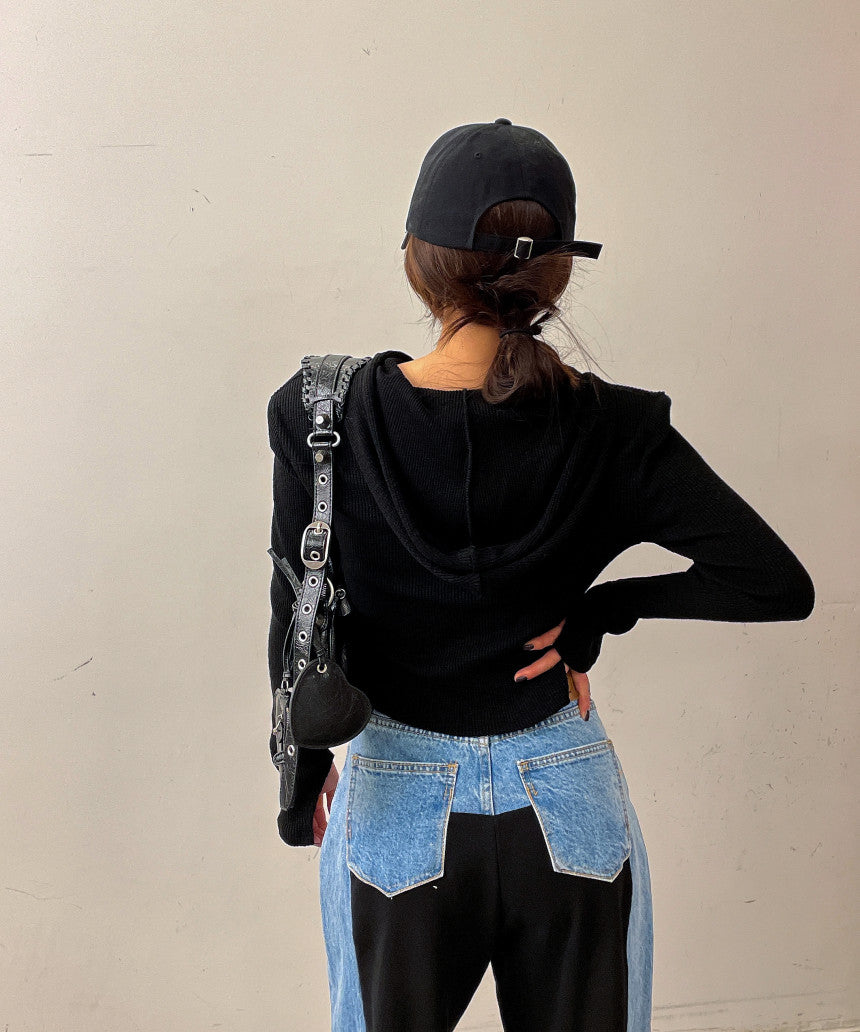 【bottoms】切り替えデニムガウチョパンツG24028