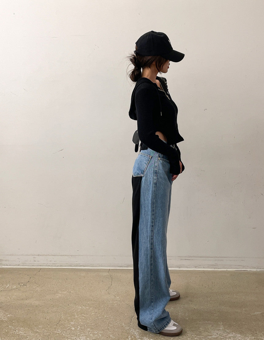 【bottoms】切り替えデニムガウチョパンツG24028