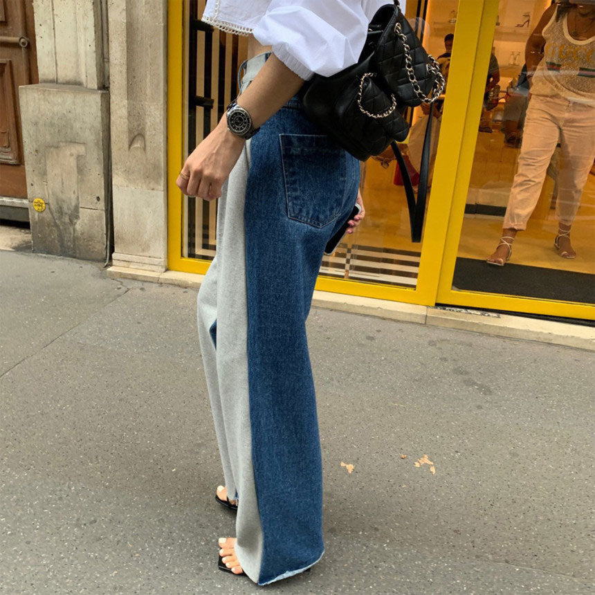 【bottoms】秋冬切り替えデニムパンツG24029