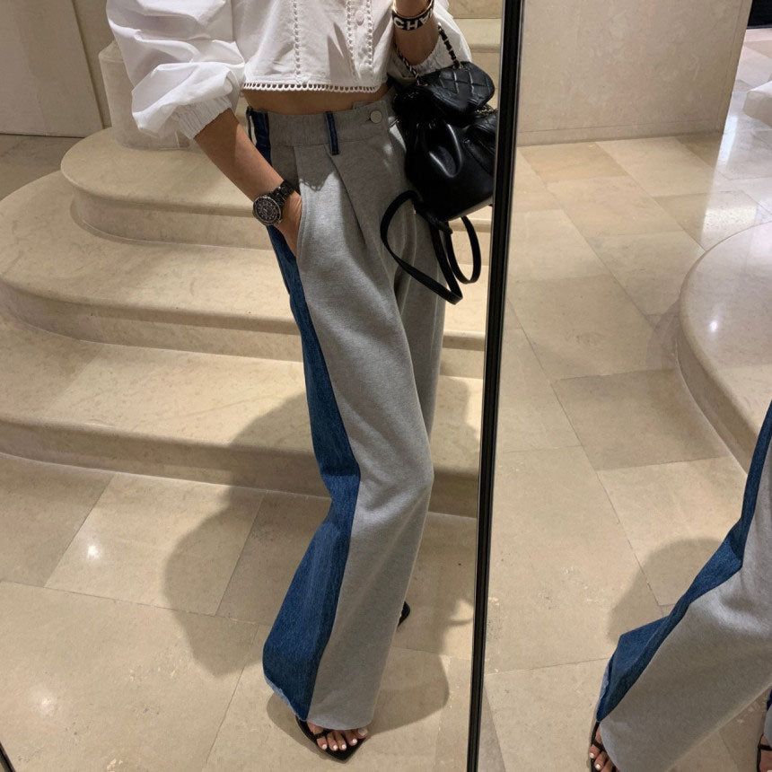 【bottoms】秋冬切り替えデニムパンツG24029