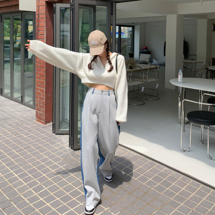 【bottoms】秋冬切り替えデニムパンツG24029