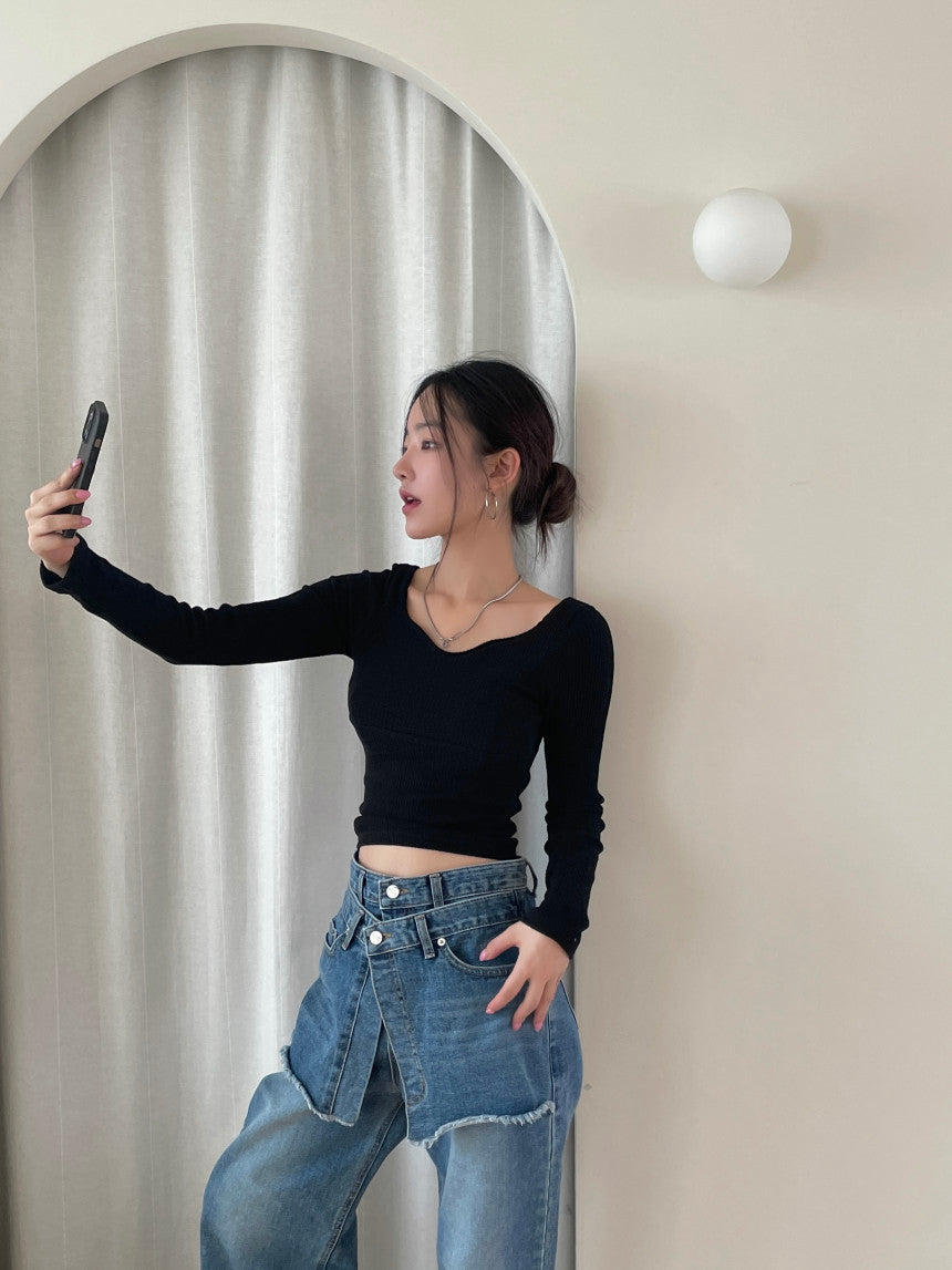 【bottoms】デニムガウチョパンツG24030