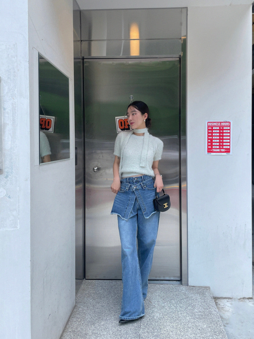 【bottoms】デニムガウチョパンツG24030