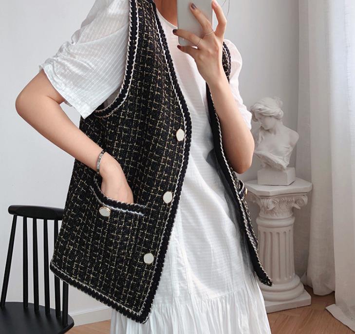 【tops】ノースリーブチェック柄チョッキF8286