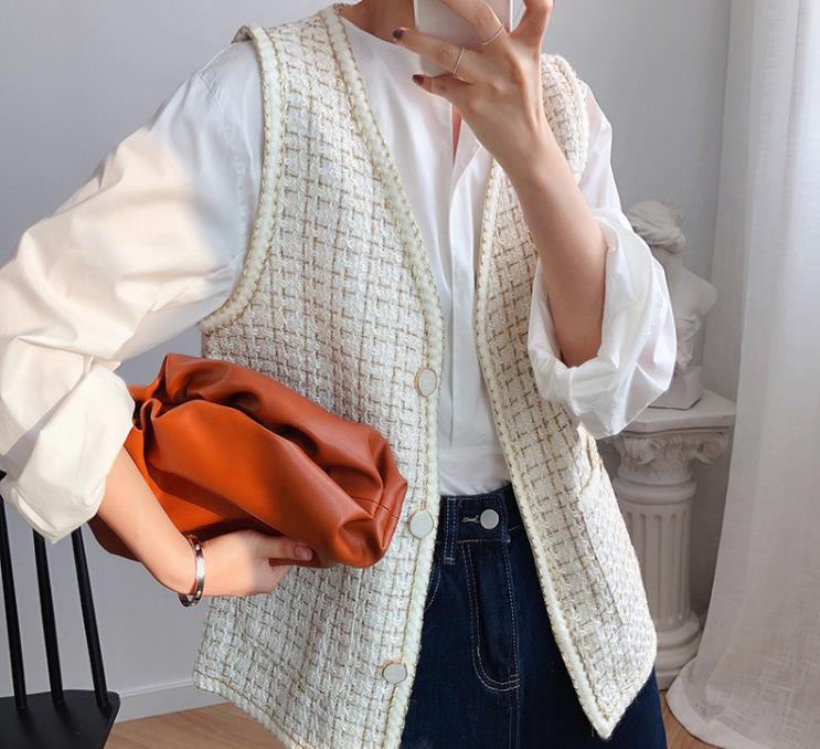 【tops】ノースリーブチェック柄チョッキF8286