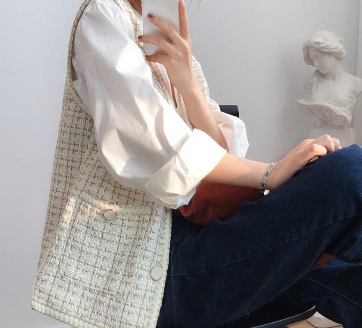 【tops】ノースリーブチェック柄チョッキF8286