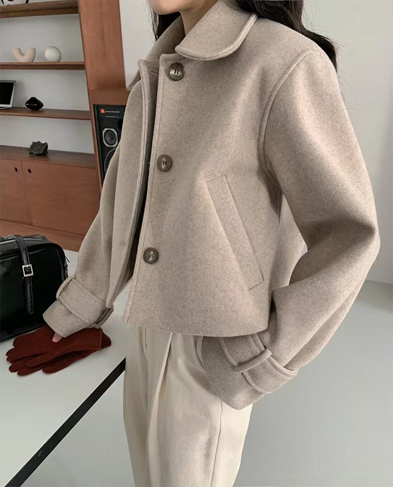 【outer】無地長袖ラシャ生地コートG24038