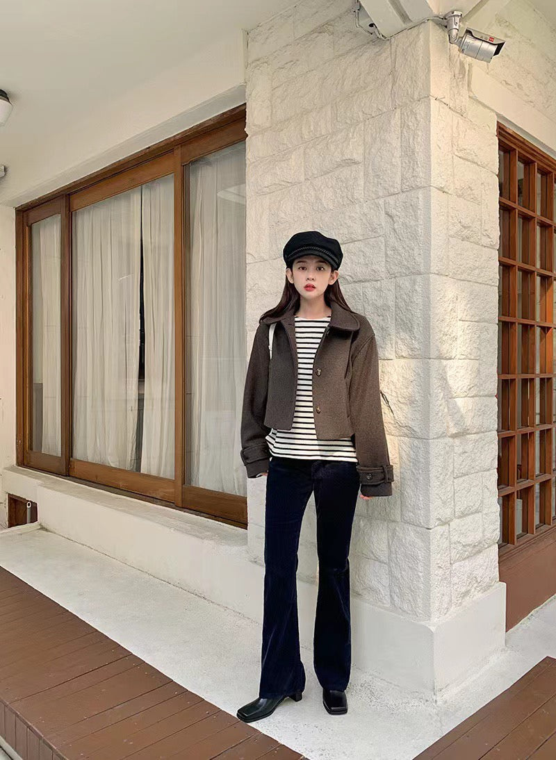 【outer】無地長袖ラシャ生地コートG24038