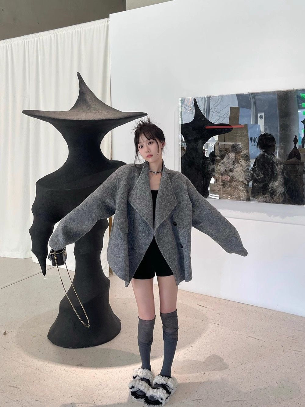 【outer】秋冬ラシャ生地ショート丈コートG24041