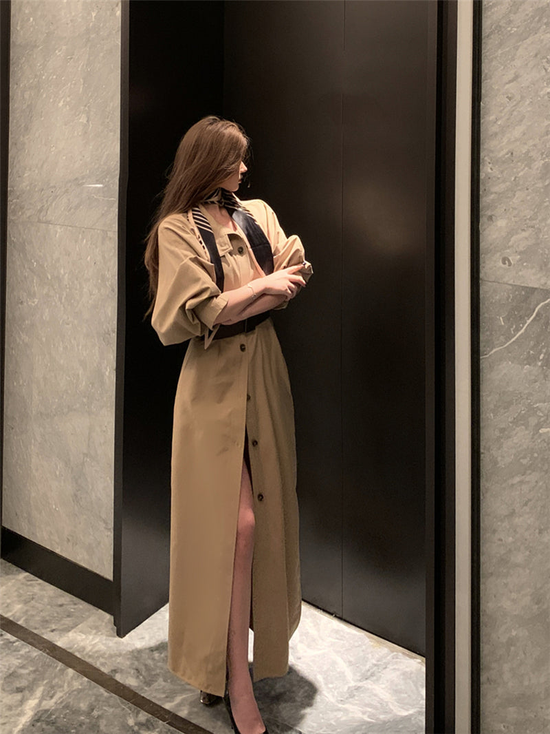 【dress】長袖シャツワンピース＋スカーフ＋ベルトG24042