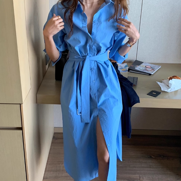 【dress】長袖シャツワンピースG24043