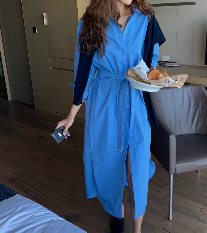 【dress】長袖シャツワンピースG24043