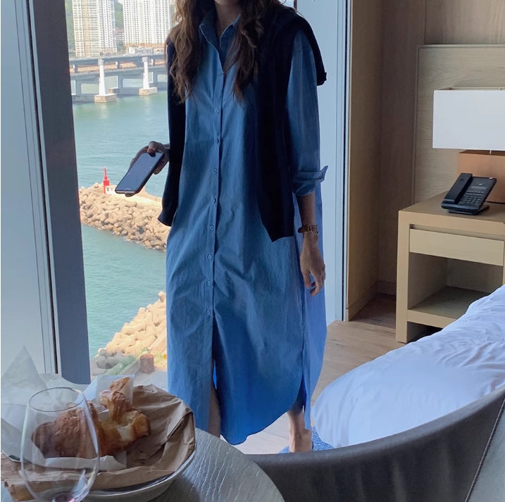 【dress】長袖シャツワンピースG24043