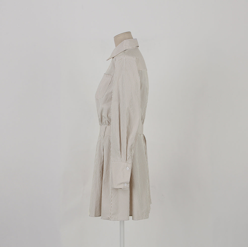 【dress】ストライプ柄長袖ワンピースG24045