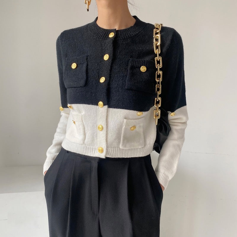 【tops】カラーマッチングニットセーターG24049