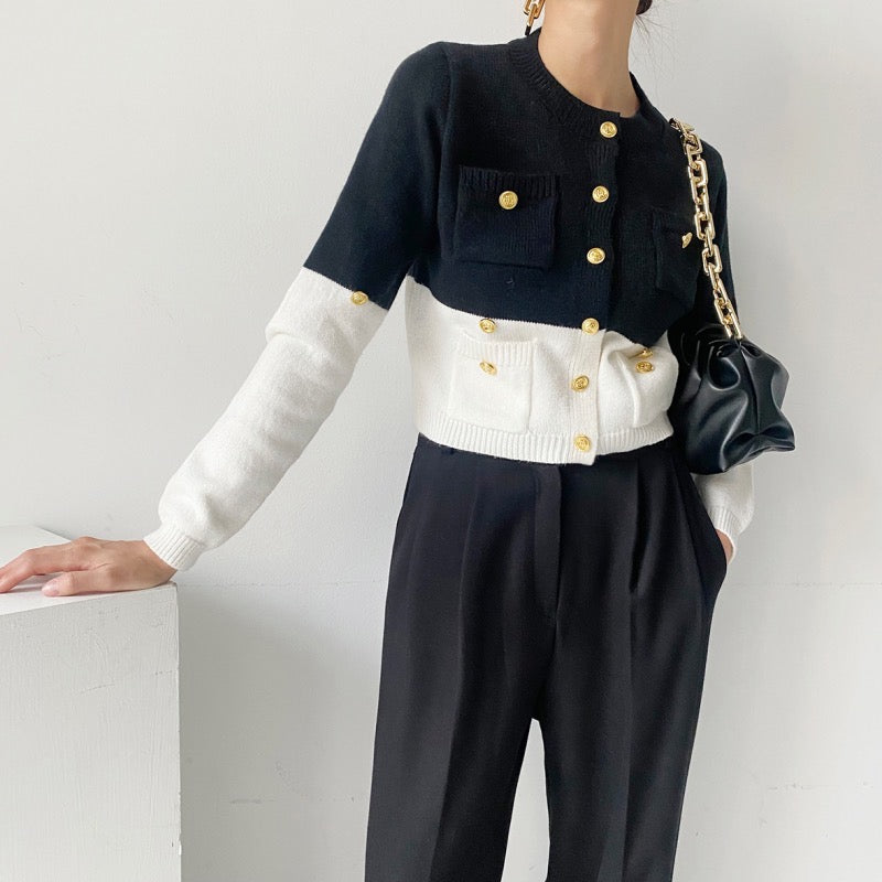 【tops】カラーマッチングニットセーターG24049