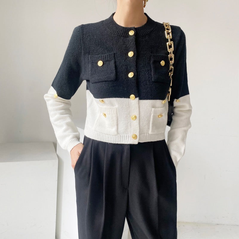 【tops】カラーマッチングニットセーターG24049