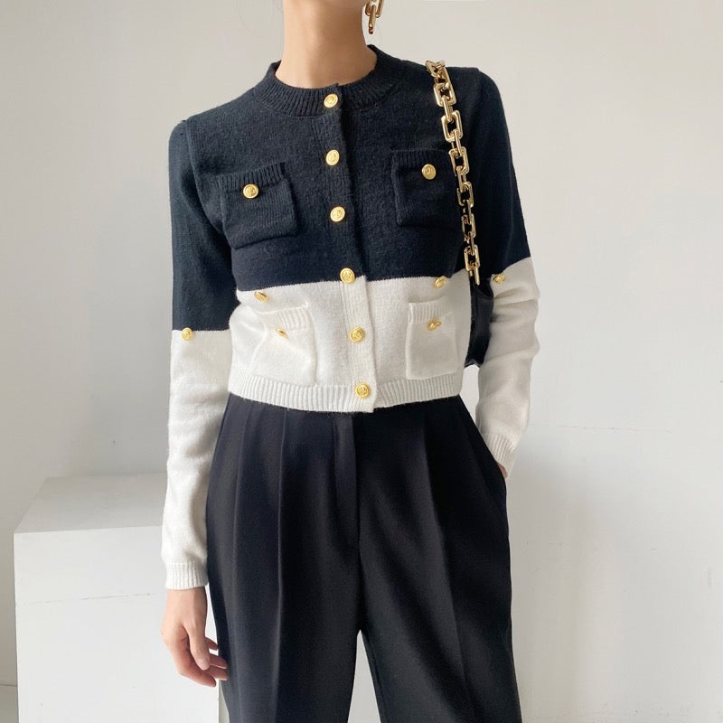 【tops】カラーマッチングニットセーターG24049