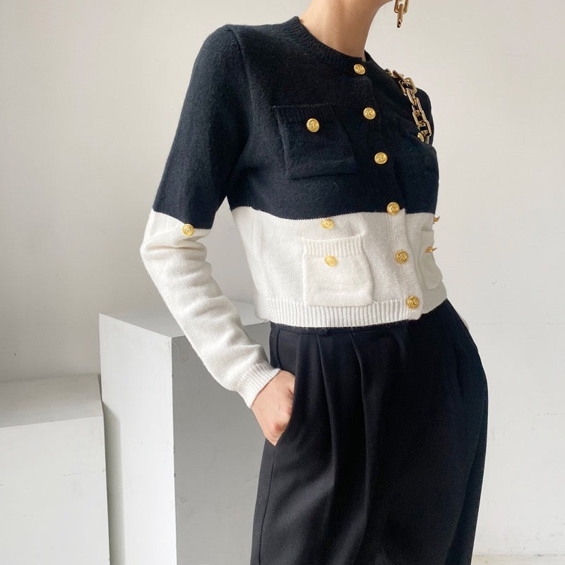 【tops】カラーマッチングニットセーターG24049