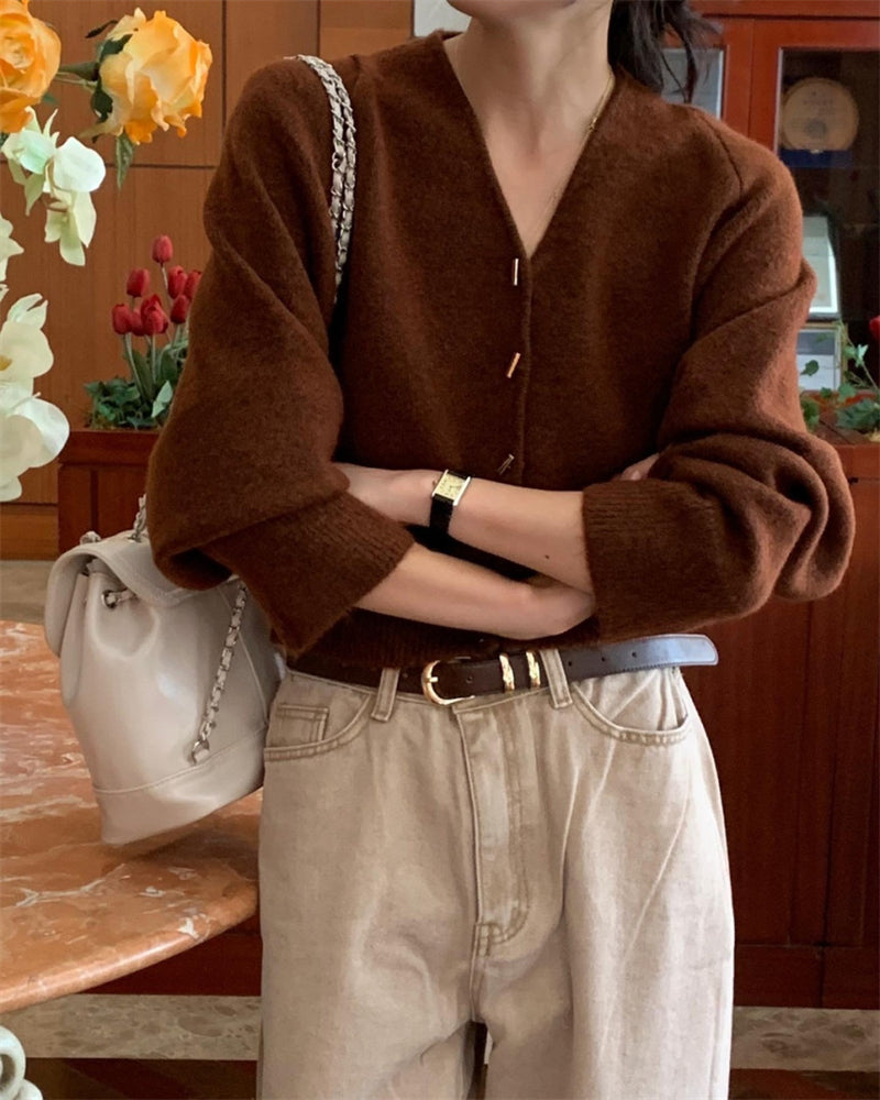 【outer】VネックニットカーディガンG24050