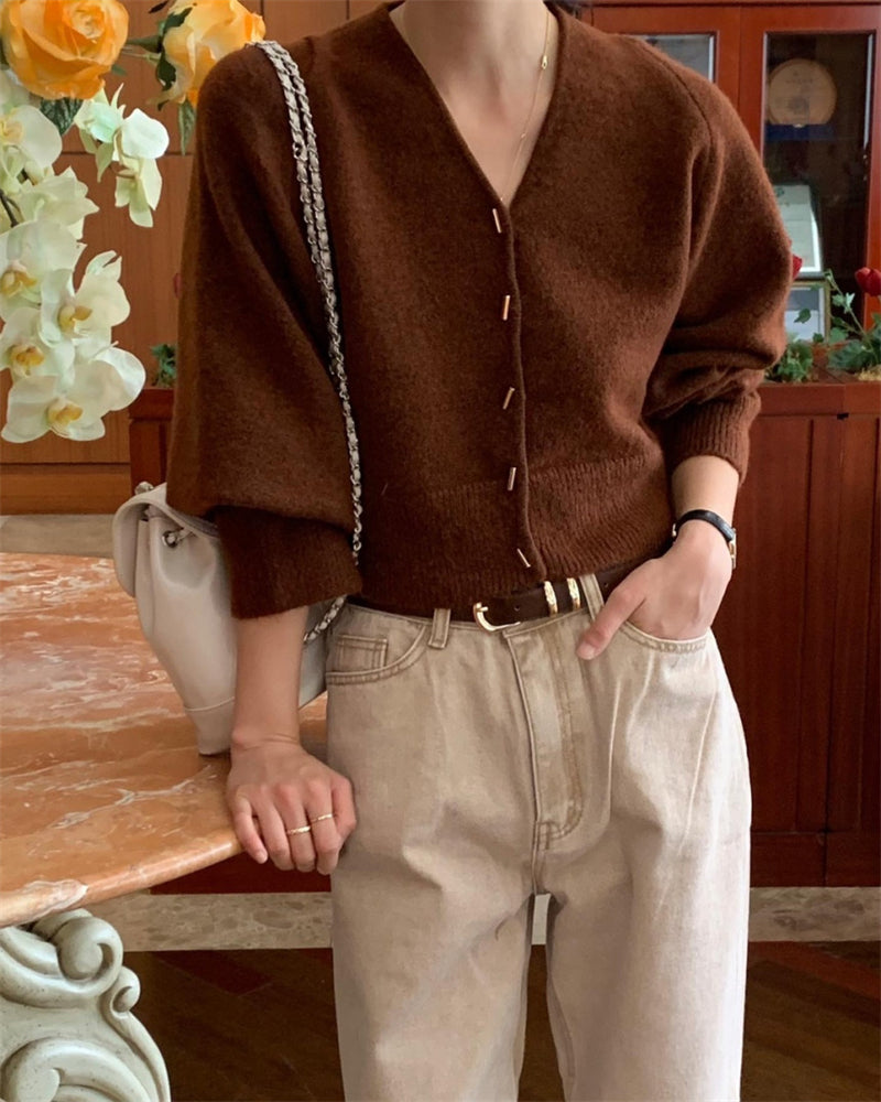 【outer】VネックニットカーディガンG24050