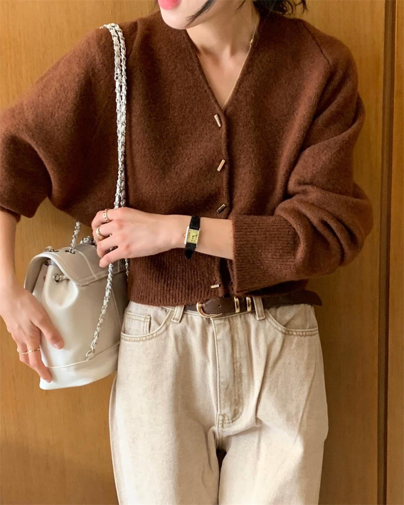 【outer】VネックニットカーディガンG24050