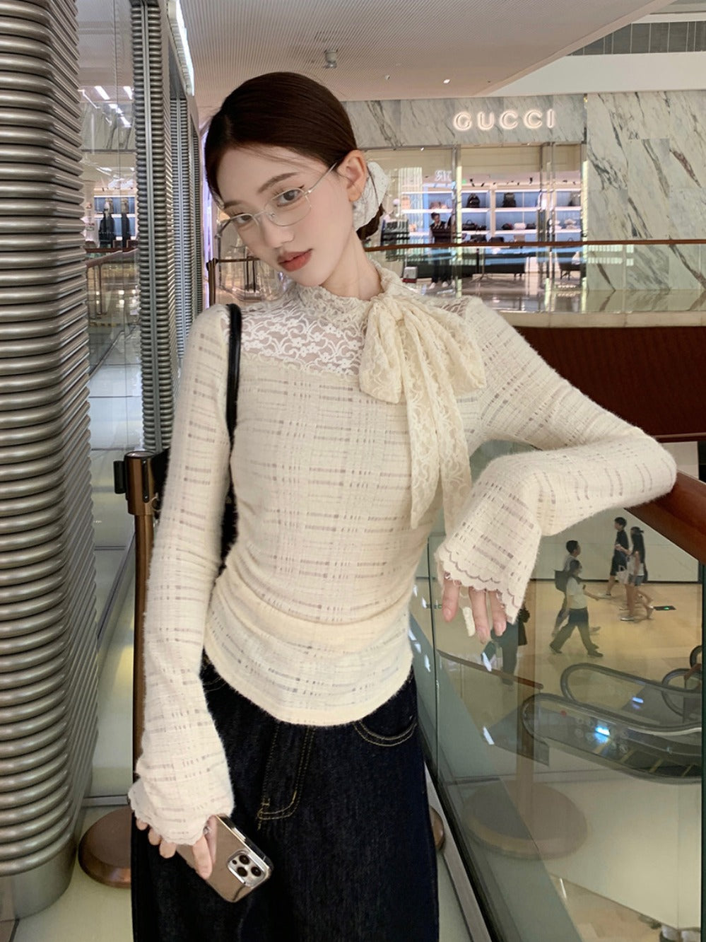 【tops】リボン長袖TシャツG24051